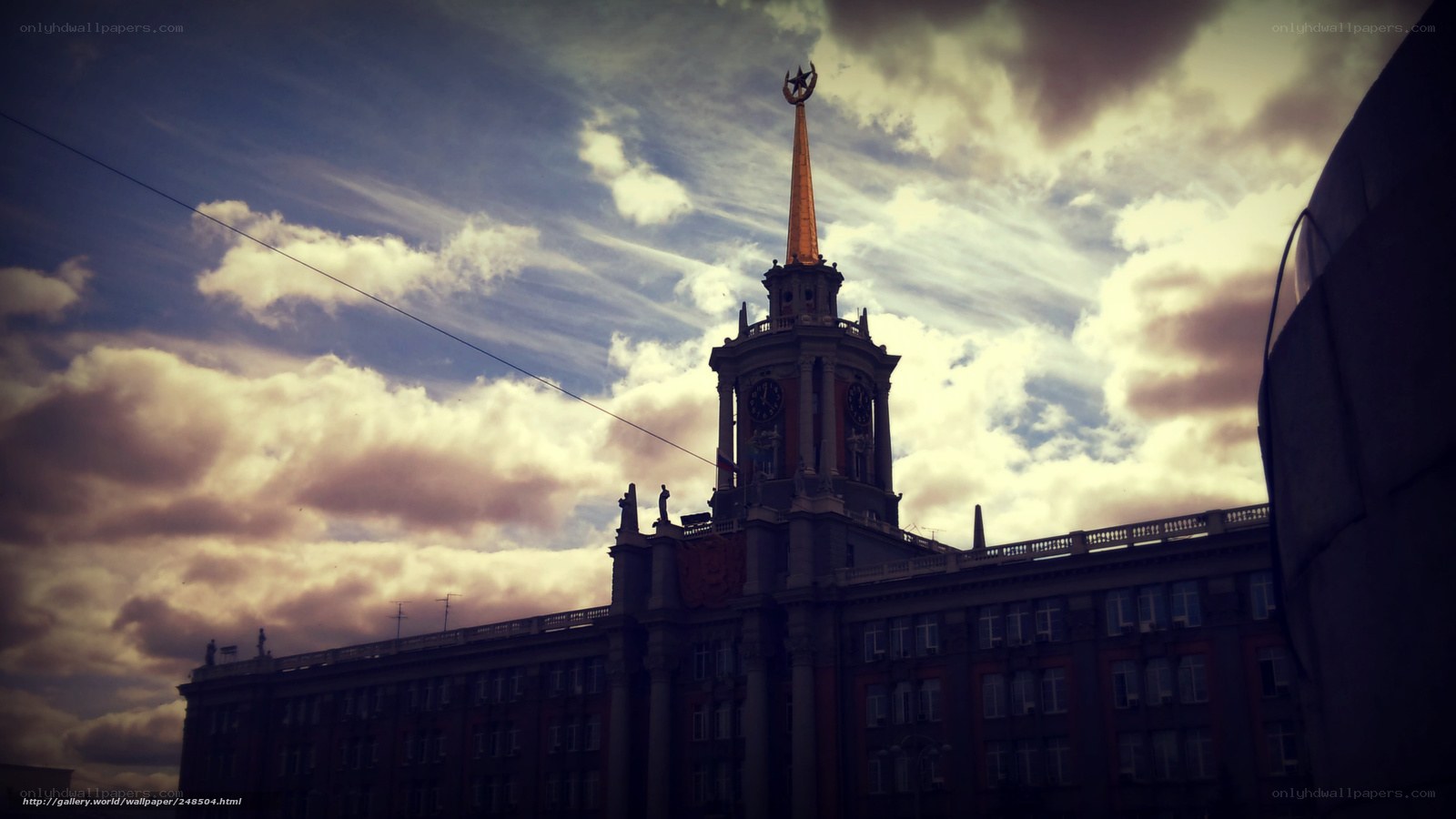 Clock tower at sunset