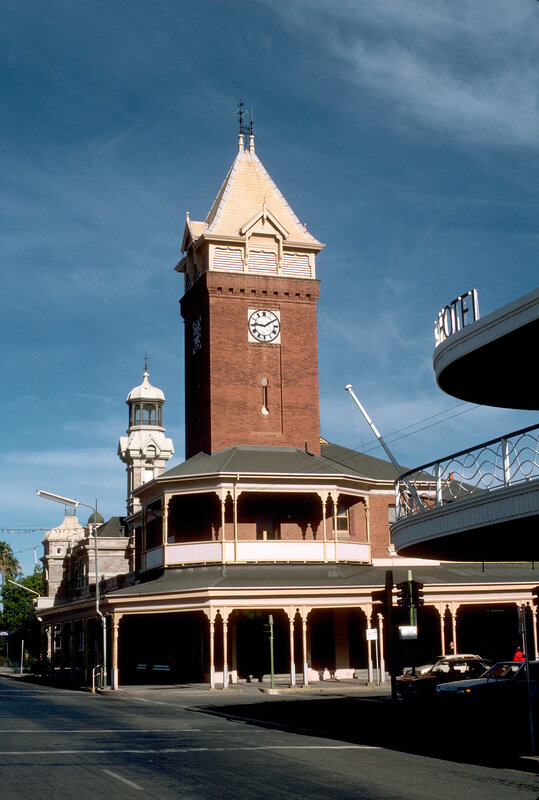 Clock tower building in town