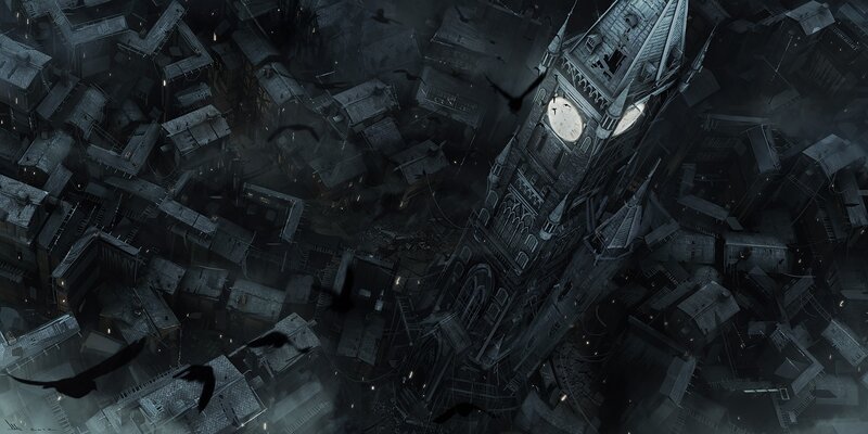 Clock Tower in Ruined City