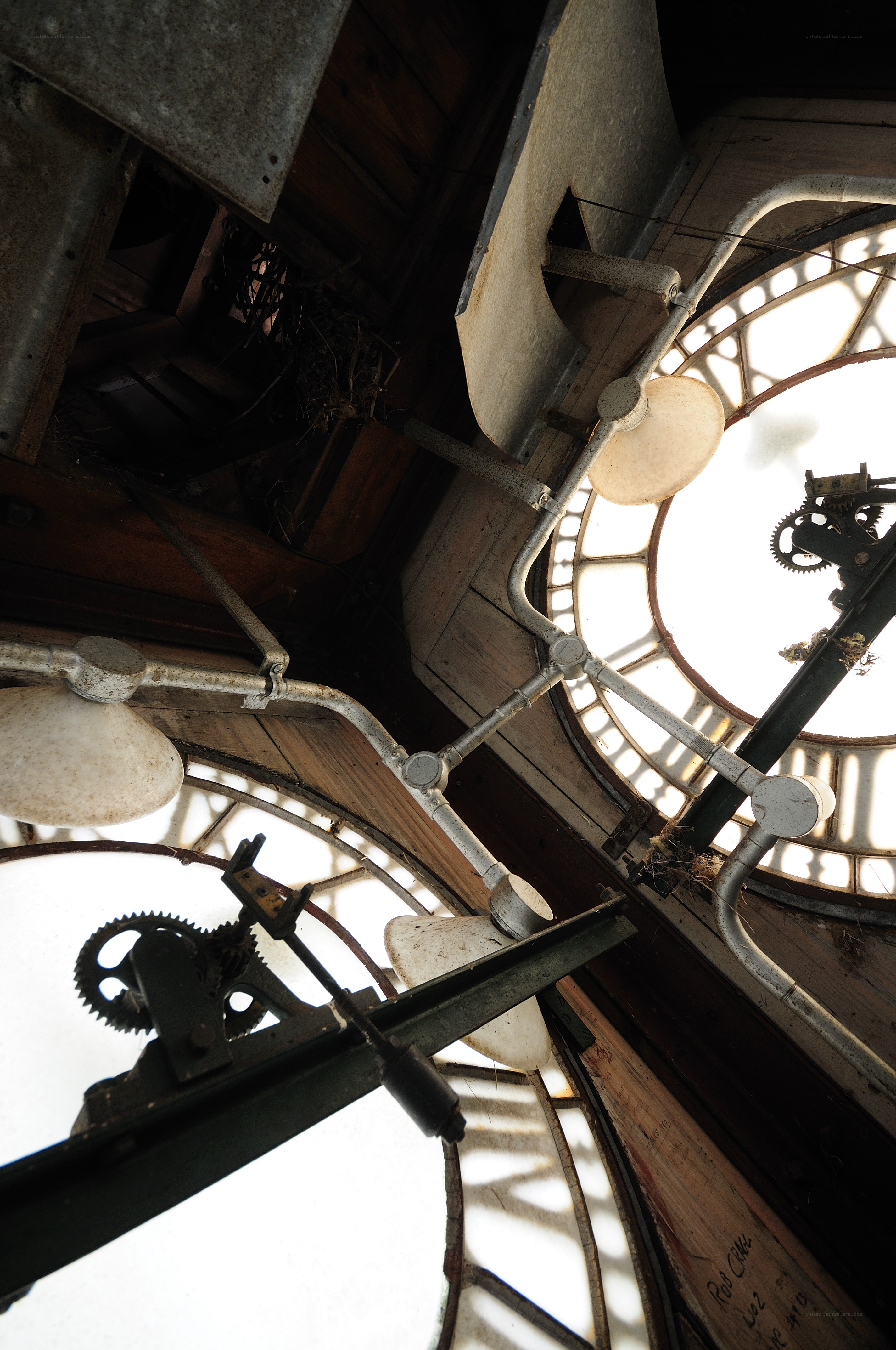 Clock tower interior mechanics