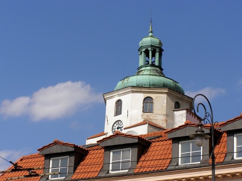 clock tower with green dome