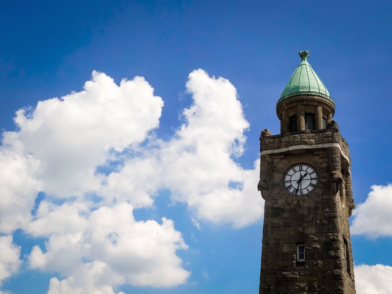 Clock tower with green dome