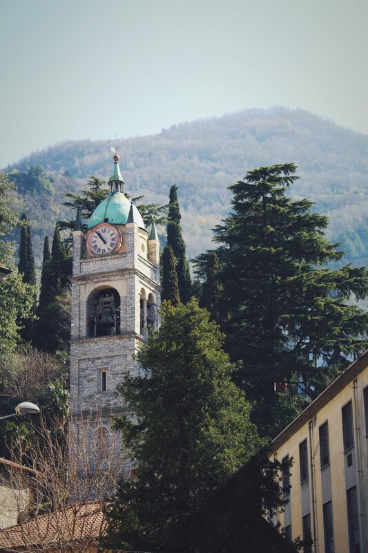 Clock Tower with Mountain