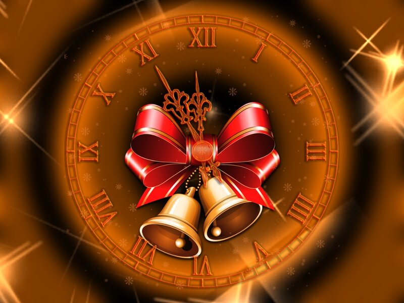 Clock with Bow and Bells