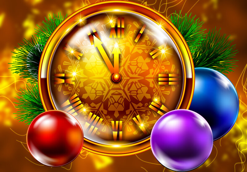 Clock with Christmas Ornaments