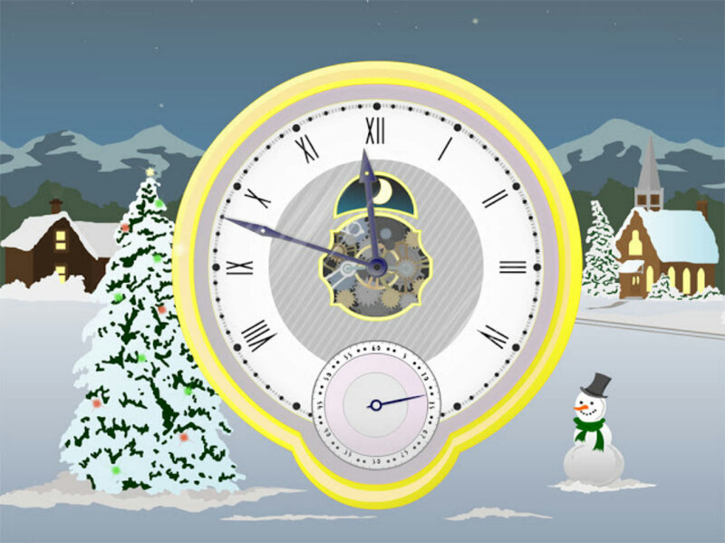 Clock with Christmas Scene