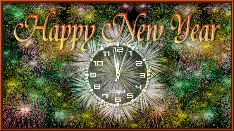 Clock with Fireworks — Green