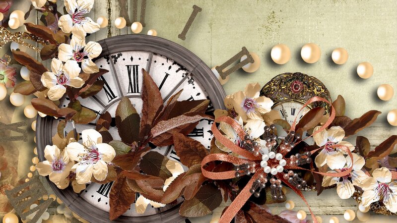 Clock with Flowers and Leaves