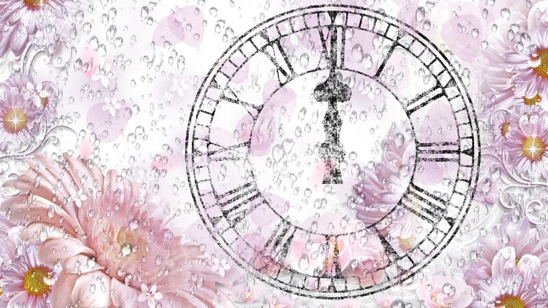 Clock with Flowers — Pink