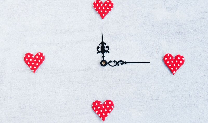Clock with Heart Decorations