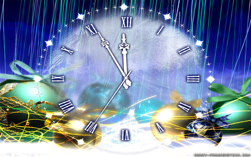 Clock with Ornaments — Blue, Festive