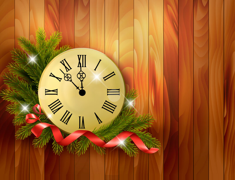 Clock with Pine Branches — Brown
