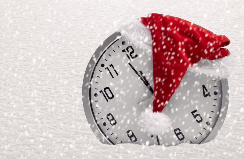 Clock with Santa Hat — White