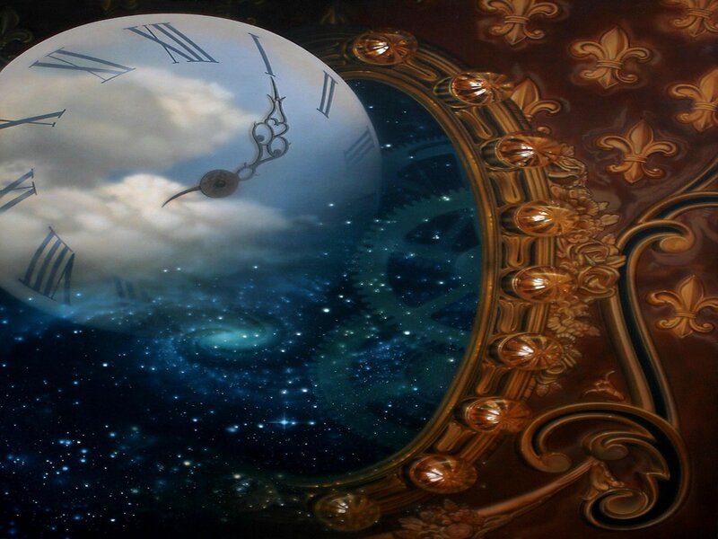 Clock with Sky and Stars