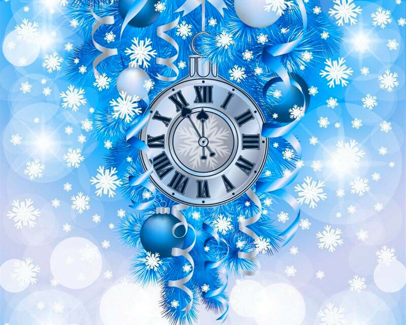 Clock with Snowflakes — Blue