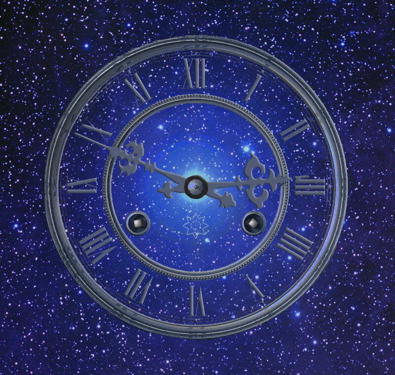 clock with starry background
