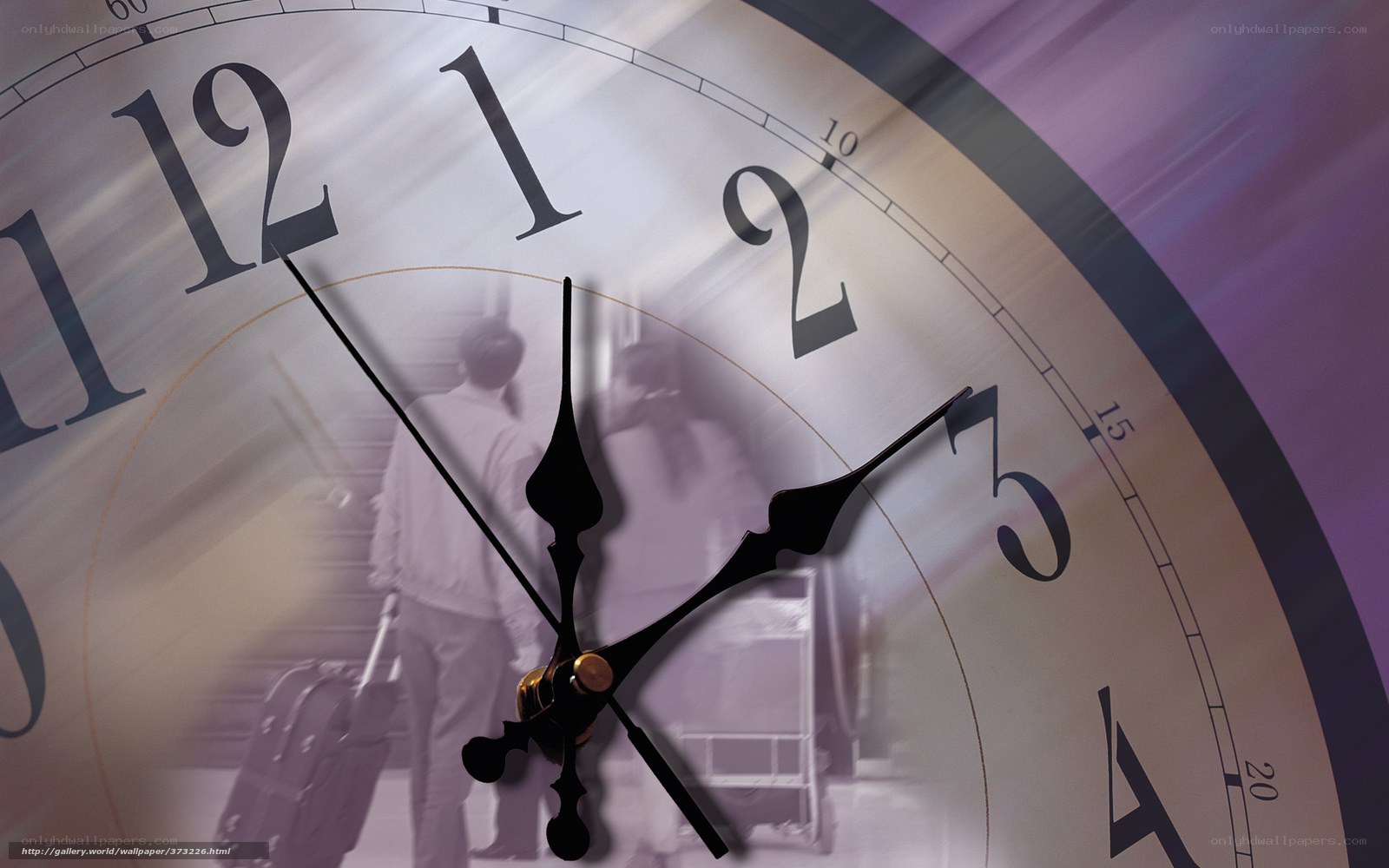 Clock with travel scene overlay