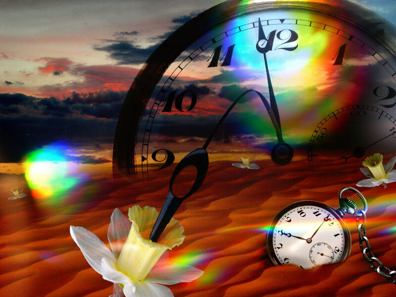 Clocks and Flowers in Desert