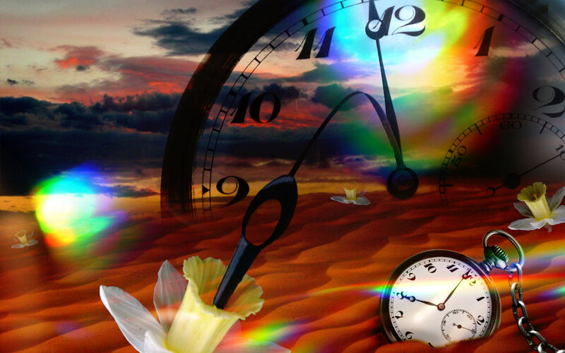 Clocks in Desert Landscape