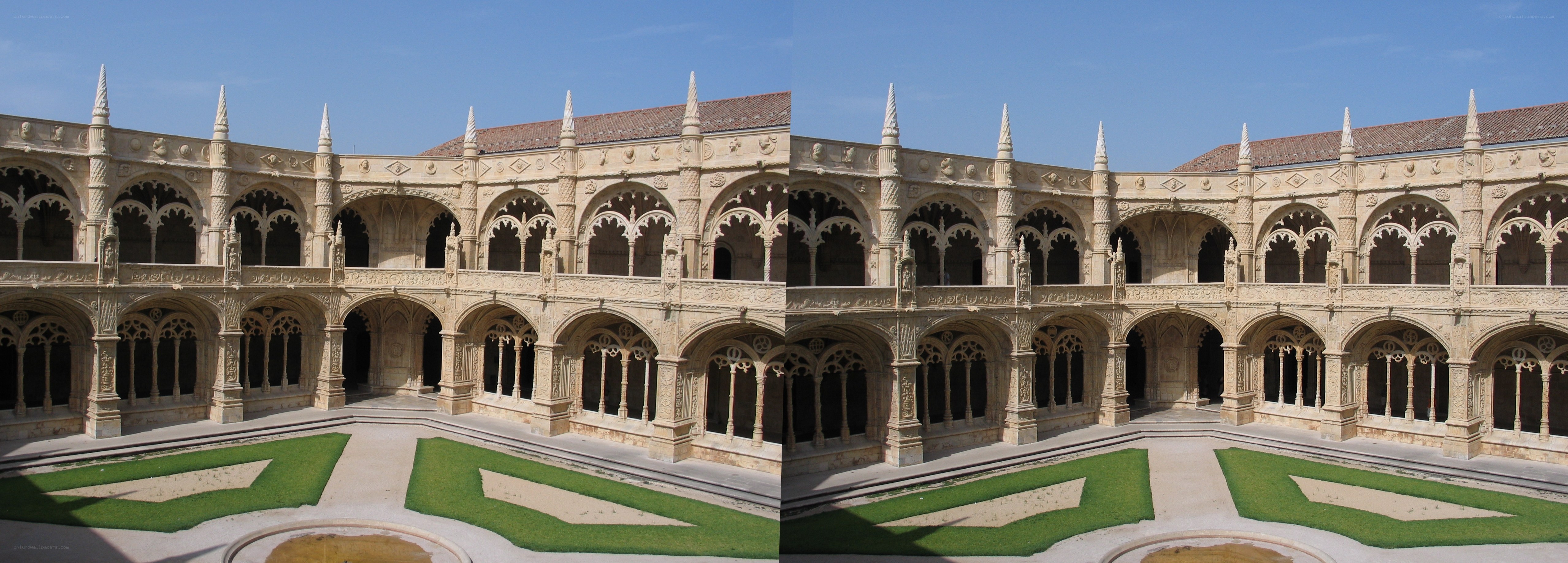 Cloister courtyard with green lawn