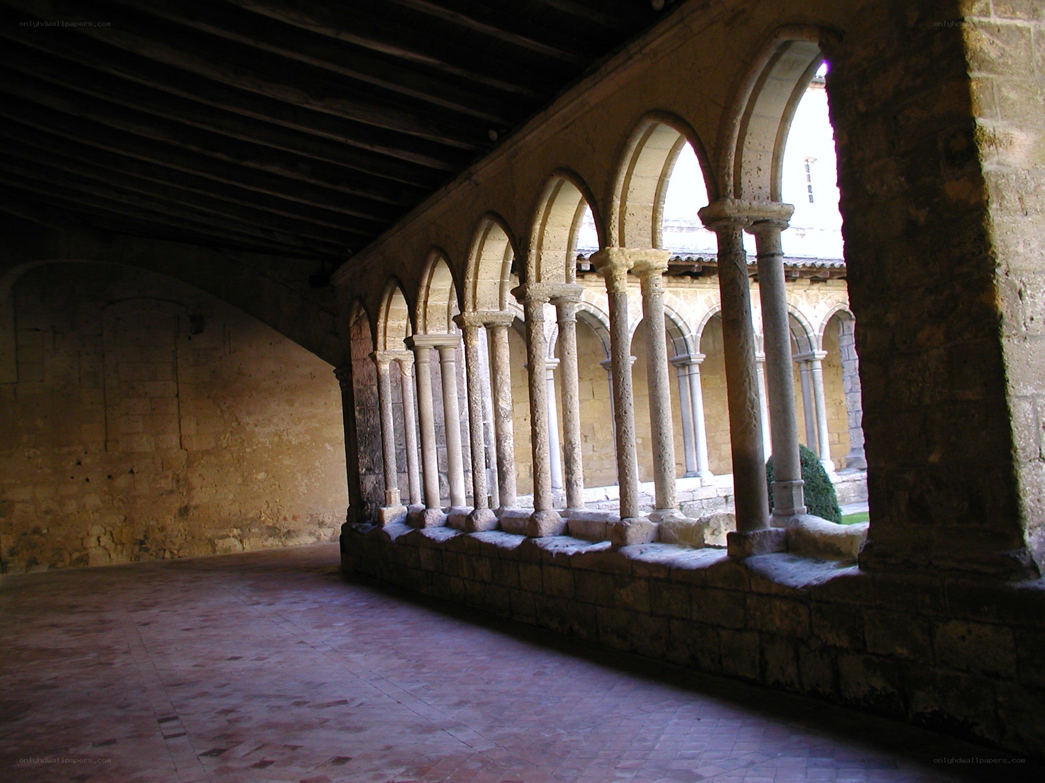 Cloister with stone arches