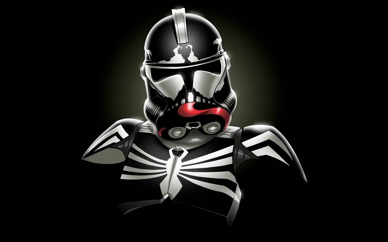 Clone Trooper Helmet — Black, Dramatic, Digital Art