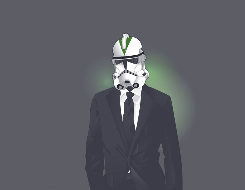 Clone Trooper in Suit — Gray, Dramatic