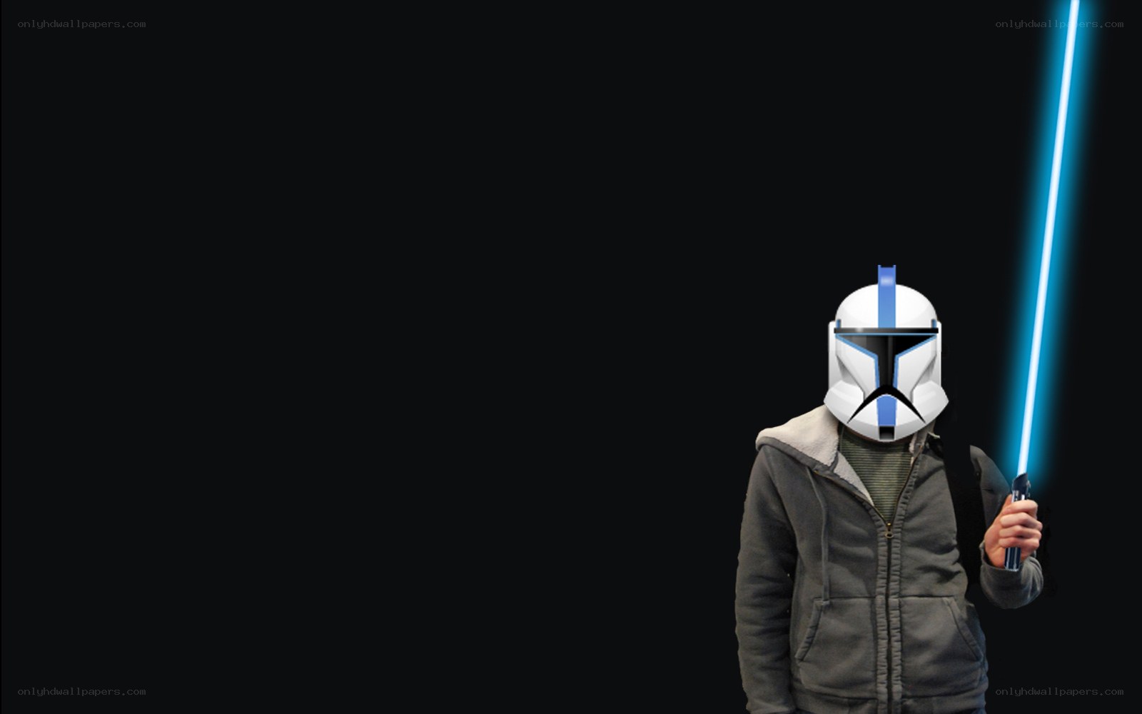 clone trooper with lightsaber