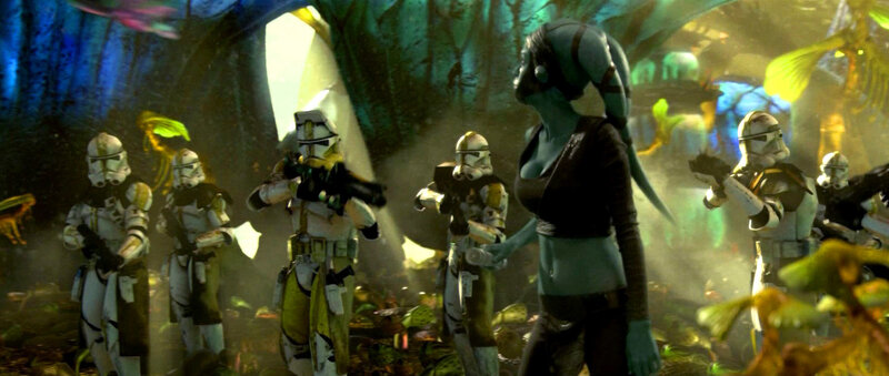 Clone troopers in alien jungle