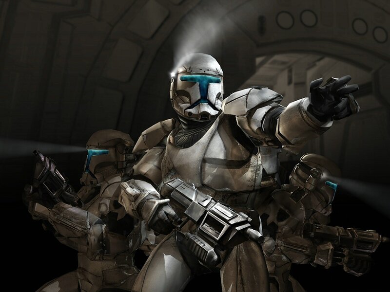 Clone Troopers in Armor — Gray, Dramatic, Digital Art