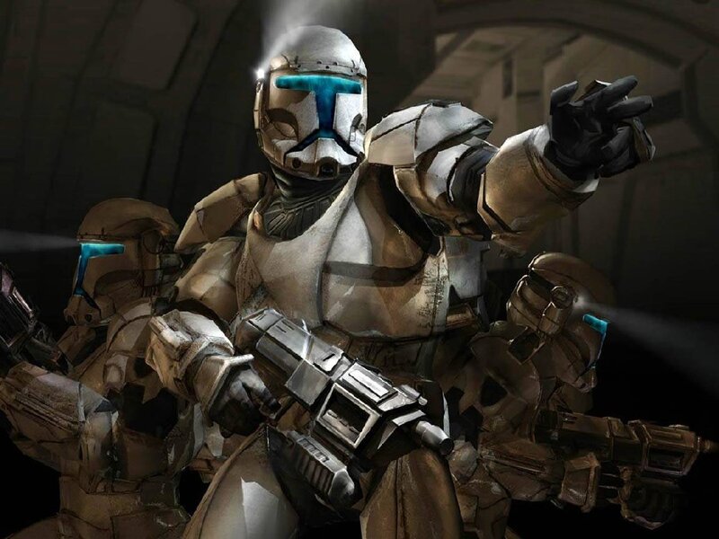 Clone Troopers in Armor — Gray, Dramatic, Digital Art, Trooper