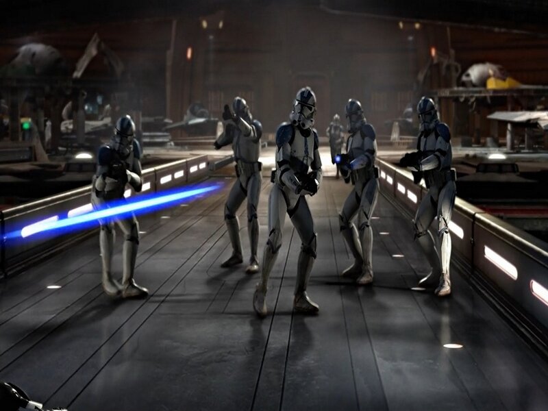 Clone Troopers in Corridor — Blue