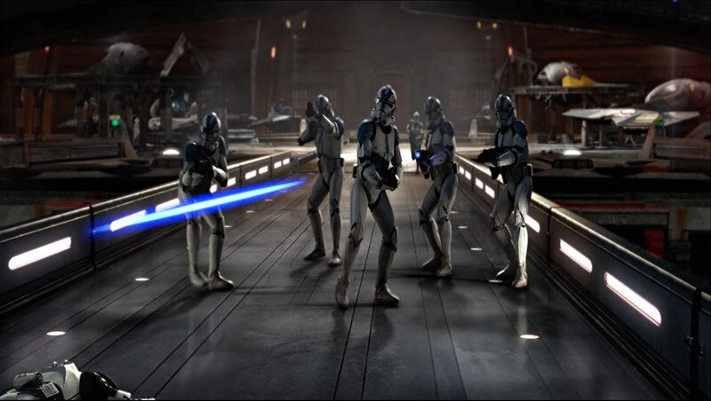 Clone Troopers in Corridor — Gray