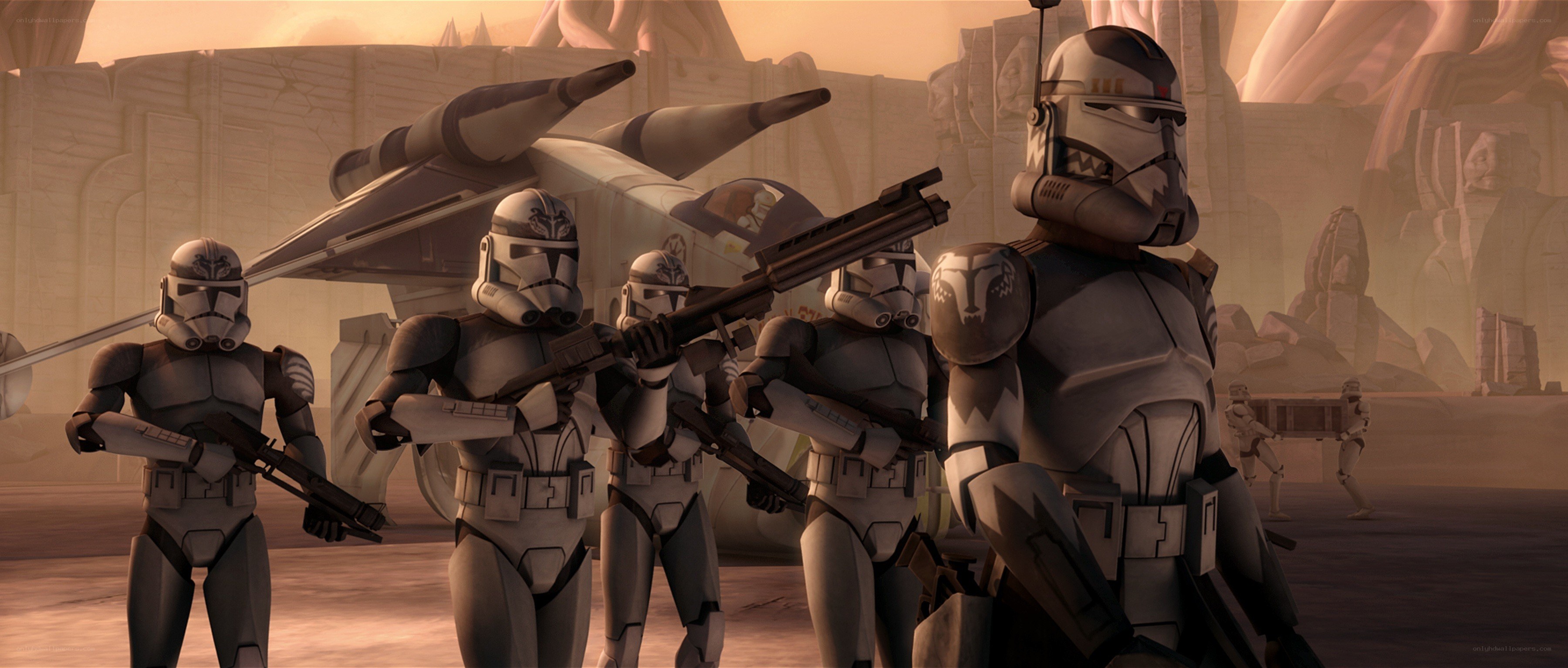 Clone troopers in desert formation