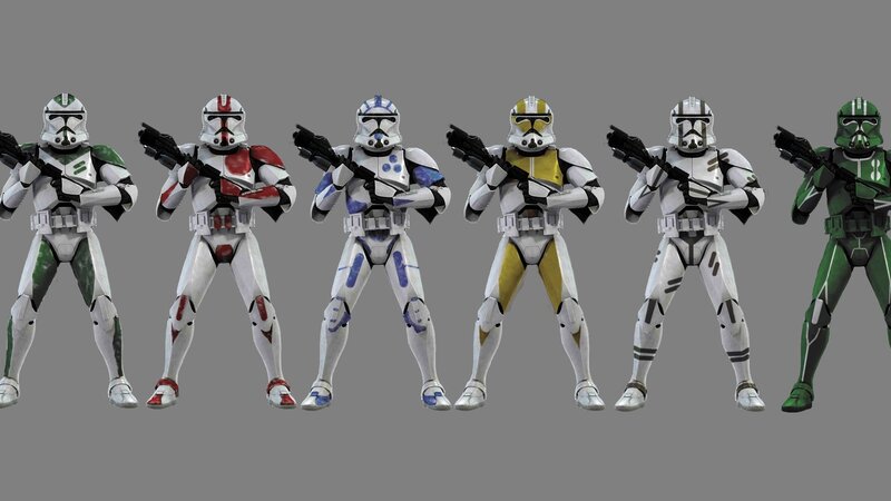 Clone Troopers in various armor