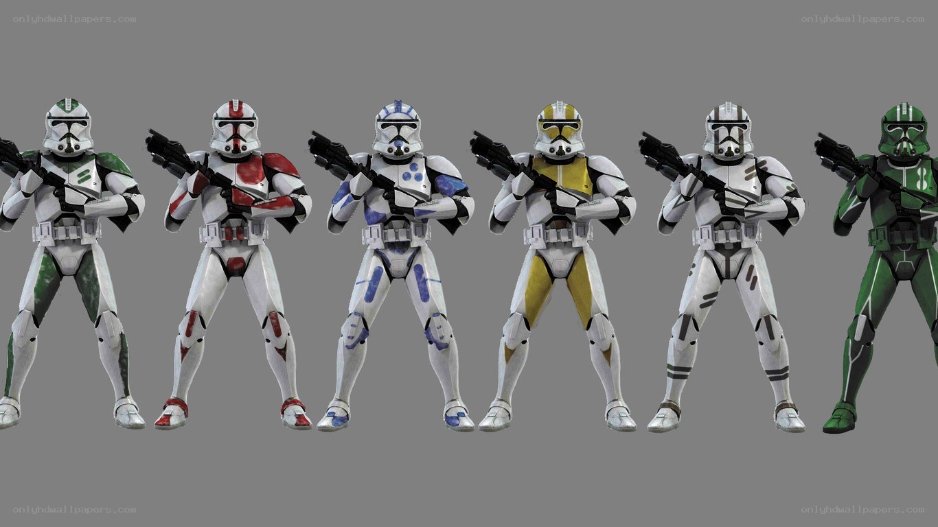 Clone Troopers in various armor