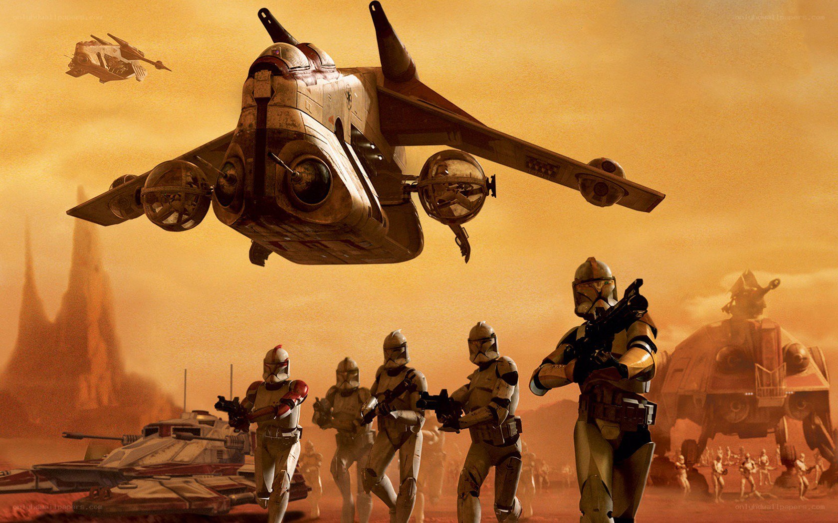 Clone troopers on a desert planet