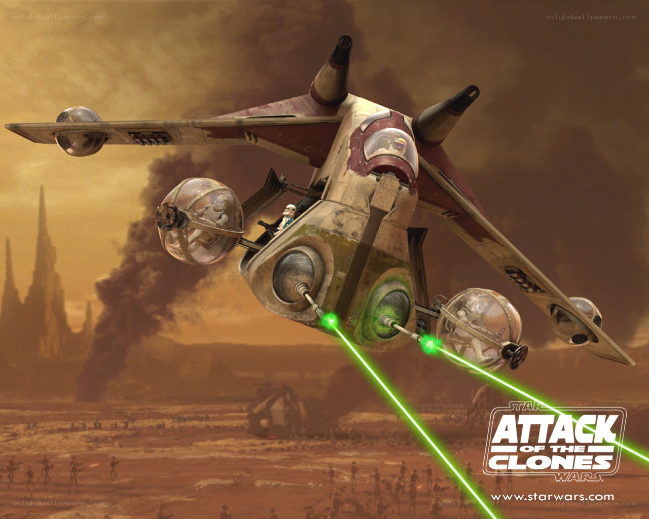 Clone Wars starfighter in battle