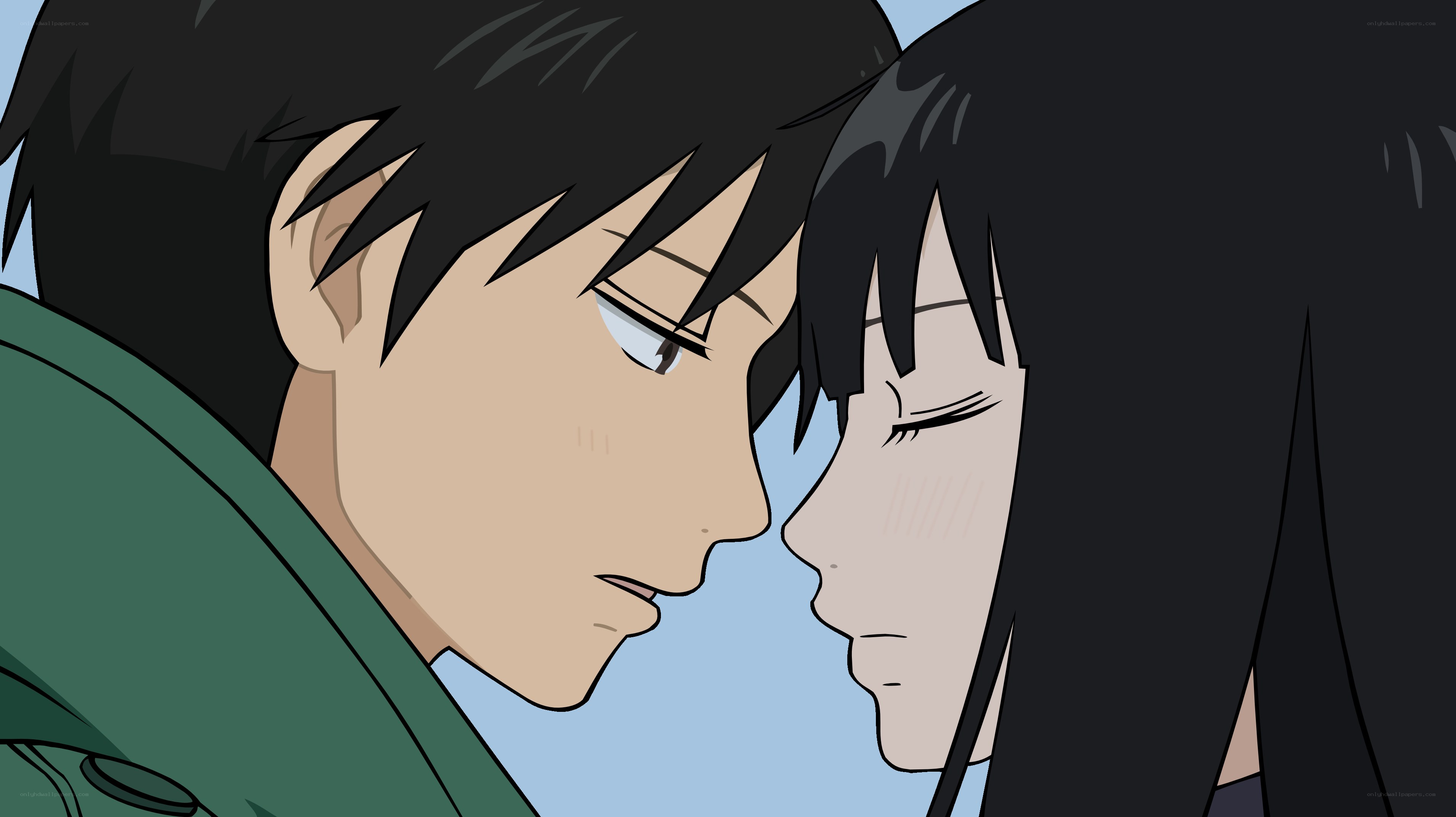 close-up anime couple moment
