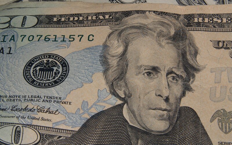 Close-up of $20 bill