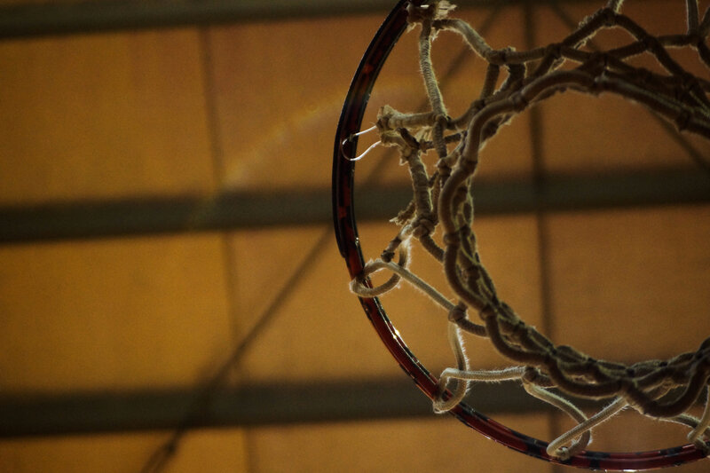 close-up of a basketball hoop