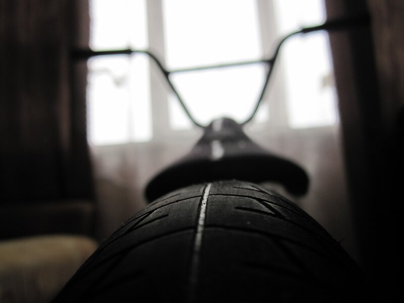 close-up of a bicycle tire