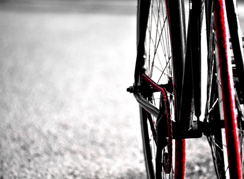 close-up of a bicycle wheel