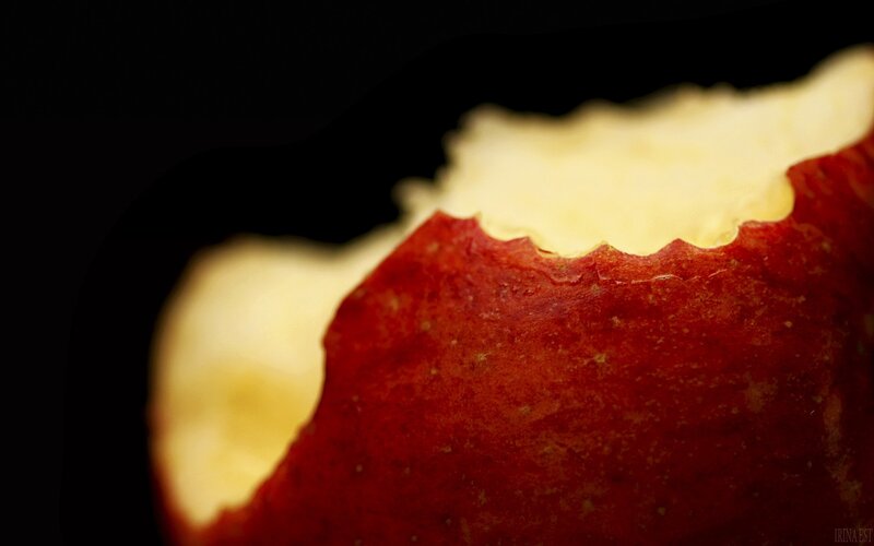 close-up of a bitten apple