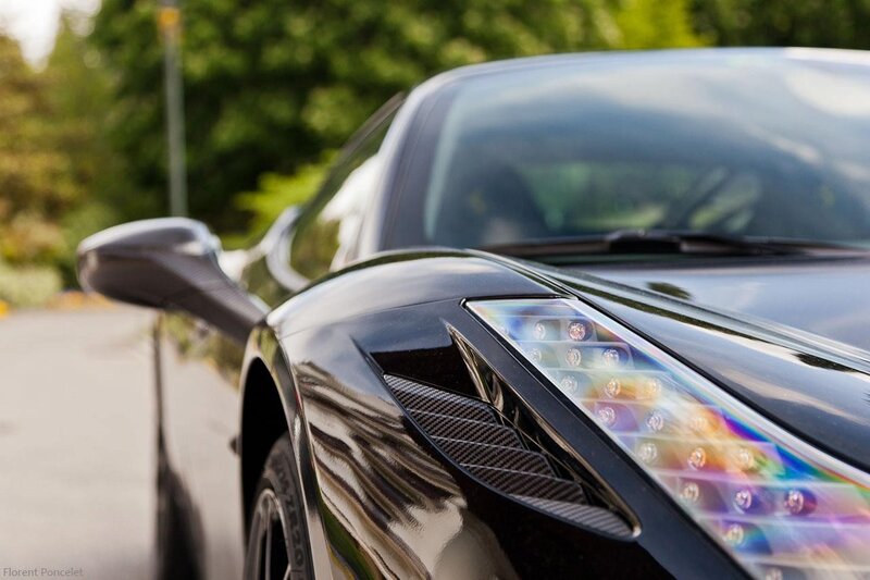 Close-up of a black sports car