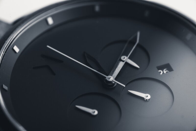 close-up of a black watch