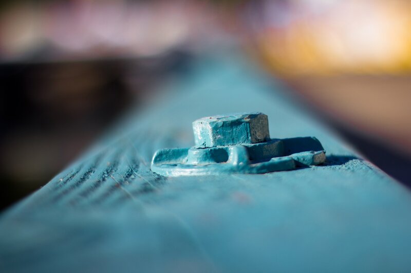 close-up of a blue bolt