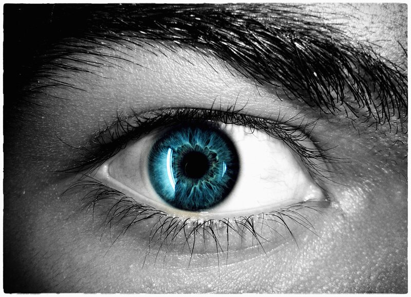 close-up of a blue eye