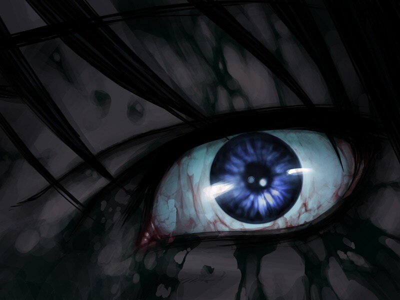 close-up of a blue eye