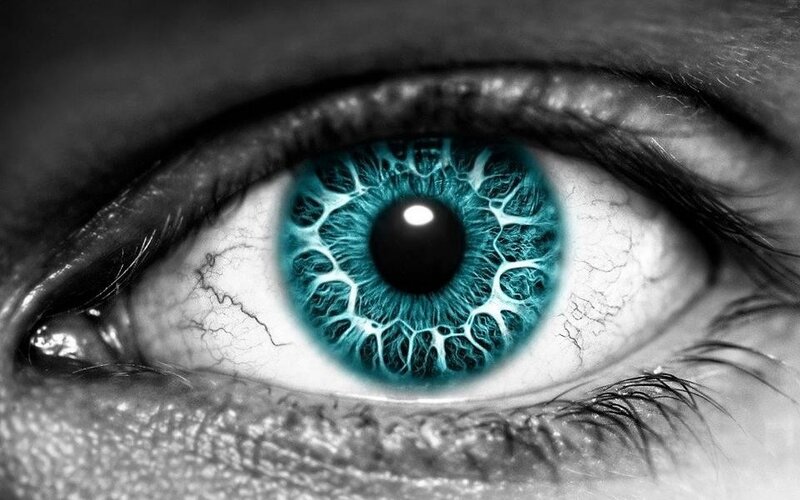 close-up of a blue eye